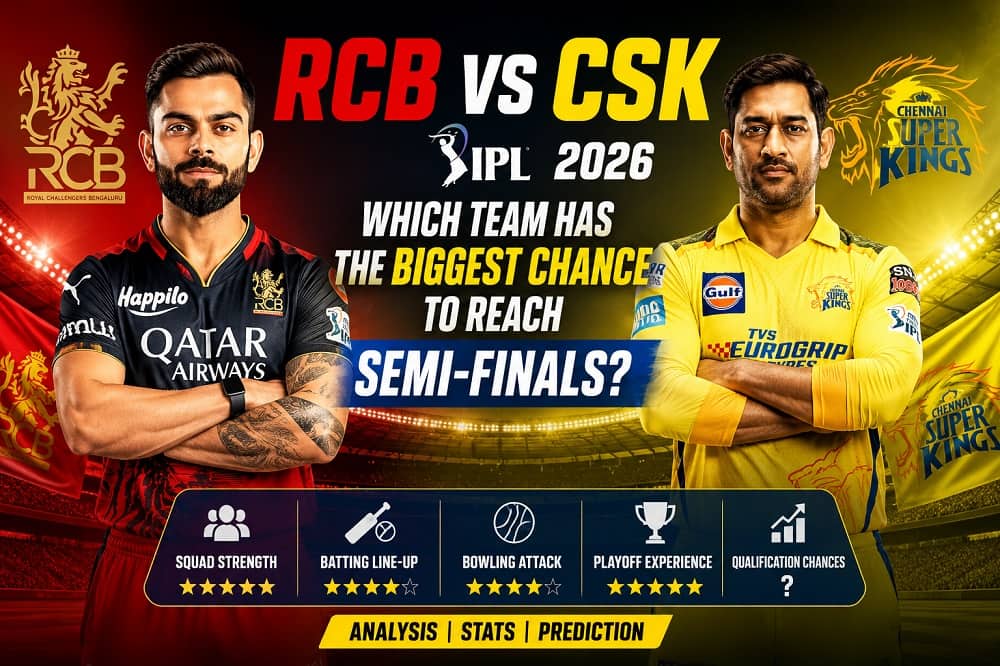 RCB vs CSK: Which Team Has the Biggest Chance to Reach IPL 2026 Semi-Finals?