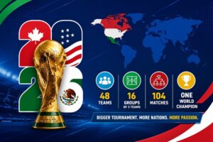 FIFA World Cup 2026 tournament format showing group stage and knockout progression.